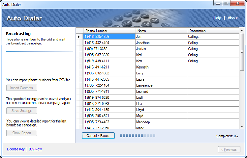 Voice2Phone Auto Dialer Pro 5 Lines Screenshot
